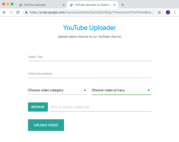 YouTube Video Upload Form